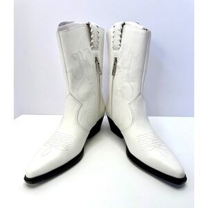 Franco Sarto Women's Bianca Mid Shaft Western Boots White Size 8M NWT/BOX